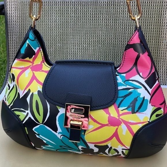 Michael Kors Collection Bancroft Medium Floral Calf Leather Shoulder Bag - Picture 7 of 12